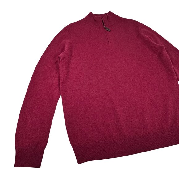 Daniel Hechter Mans 100% Cashmere Sweater SZ L Mock Neck Burgundy Academia - Picture 10 of 11